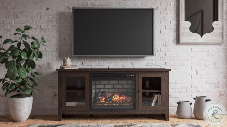 Camiburg Warm Brown 60" TV Stand with Electric Fireplace ...