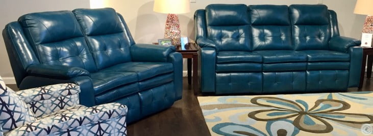 Inspire Peacock Power Headrest Reclining Living Room Set From