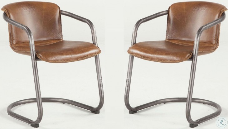 Regina Distressed Brown Leather Dining Chair Set Of 2 From Home Regina Distressed Brown Leather Dining