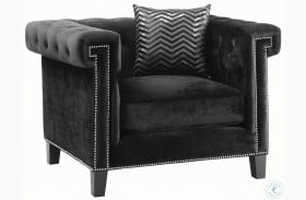 Reventlow Black Velvet Living Room Set From Coaster Coleman